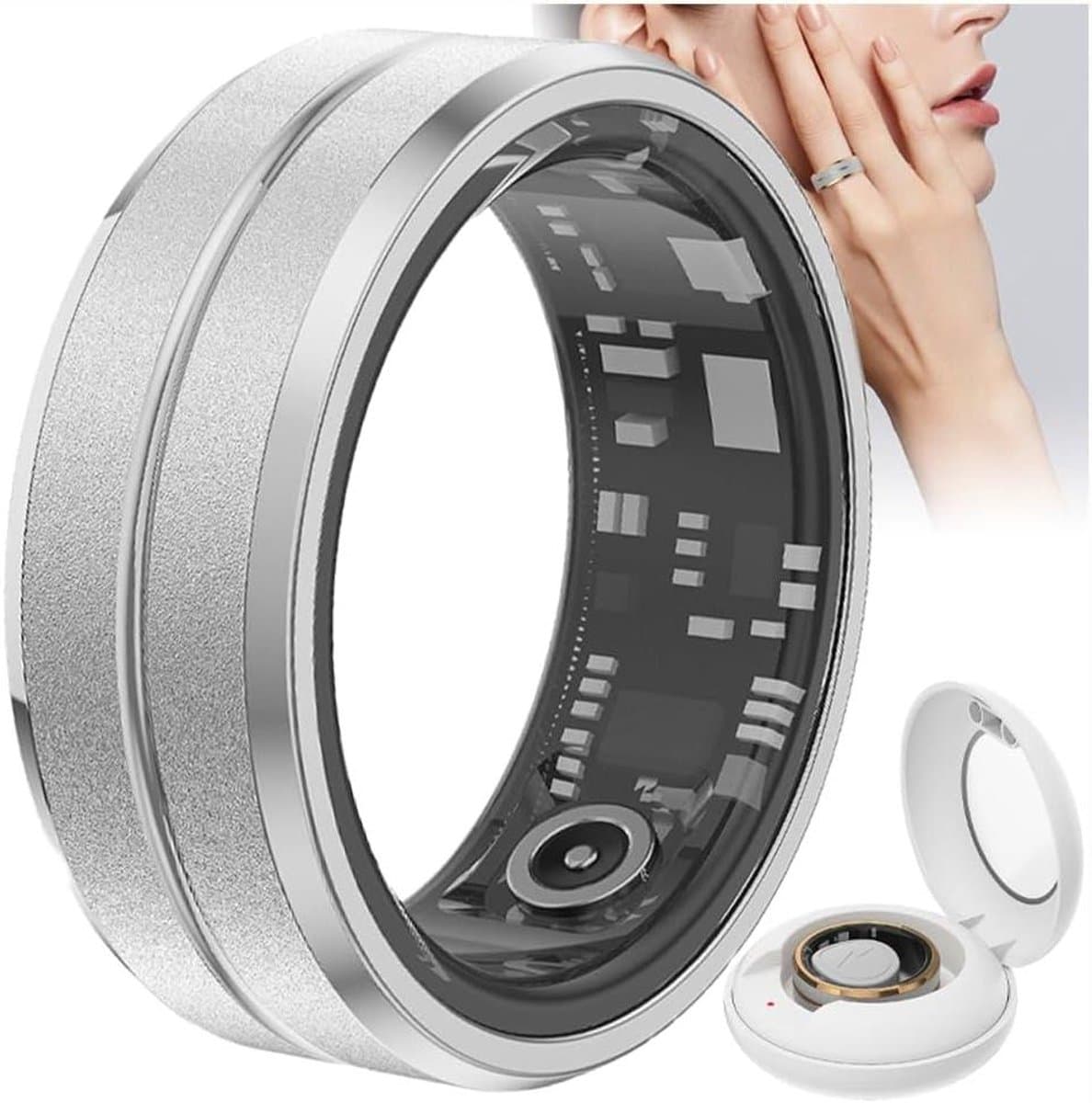 Slimme Gezondheidsring - Fitness Tracker - Gezondheid Monitoren - 5ATM Waterdicht - Tot 7 Dagen Batterij - Zilver