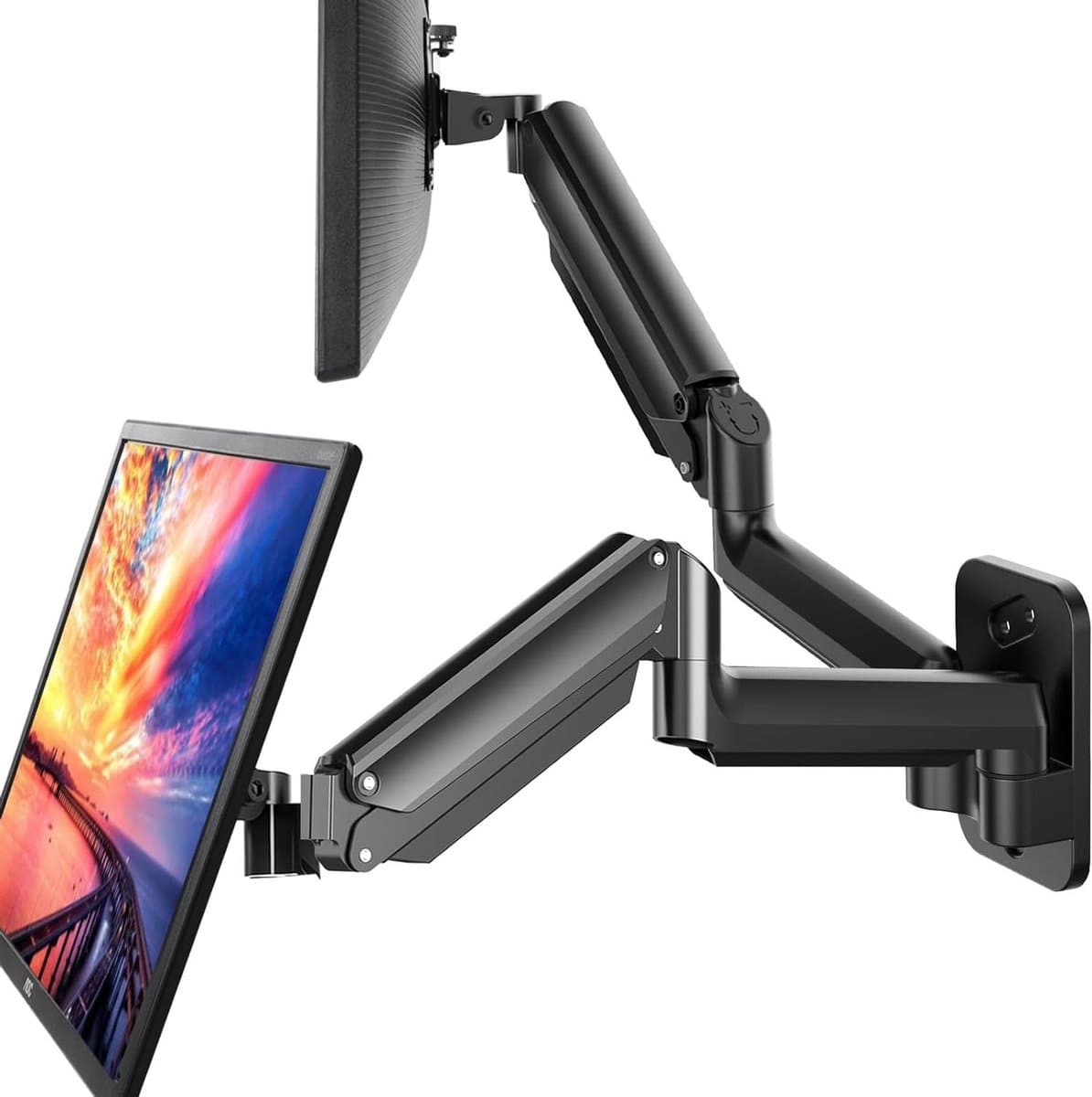 Dubbele Monitor Arm - Wandmontage Schermen - Ergonomisch Werken - Gasveer Verstelbaar - 17-32 Inch - Zwart