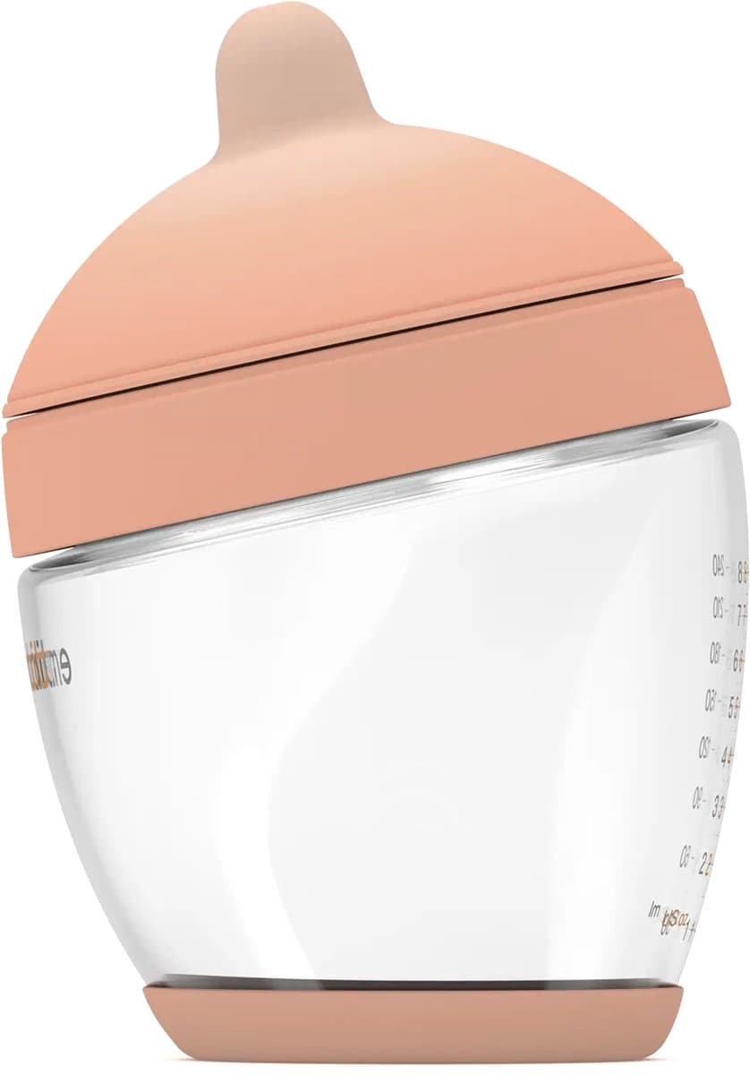 Emulait Classic Glazen Babyfles - Kleur: Fair - Maat: 3 - 240 ml - borstvormig - natuurlijk voeden - anti-koliek - bpa-vrij