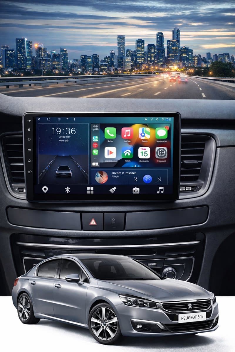 ADIVOX T2 9 inch geschikt voor Peugeot 508 vanaf 2011-2018 Android 15 Carplay/Auto/Wifi/RDS/DSP/5G/DAB+