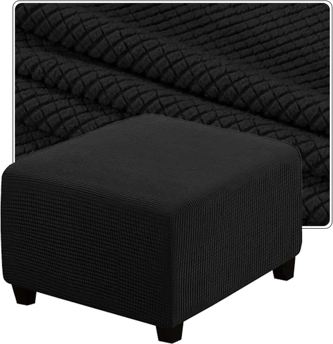 KZQ Vierkante futonhoes 35x35 40x40 50x50cm - Decoratieve, op maat gemaakte beschermhoes voor futons, voetenbankjes en krukjes - Geschikt voor woonkamers (Zwart, 16 inch/40 cm)
