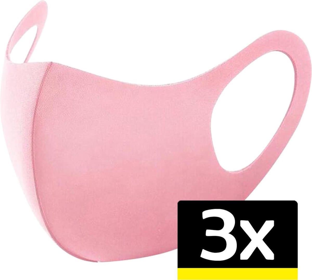 Mondkapje Wasbaar Mondmasker Roze Mondkapjes Niet-medisch - 3 stuks