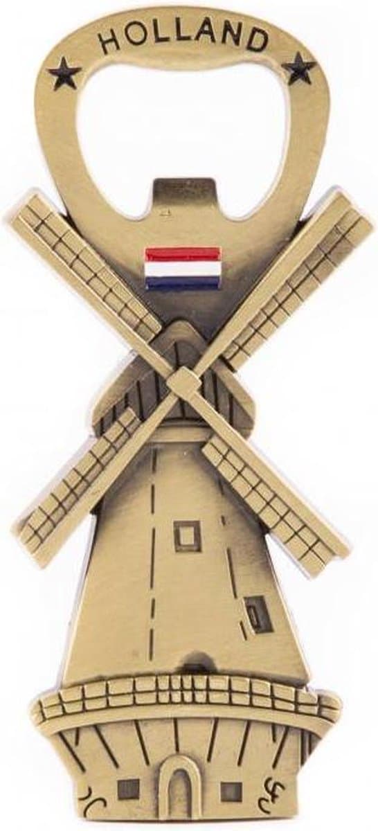 Opener Magneet Molen Holland Brons - Souvenir