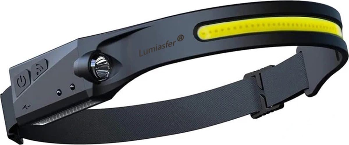Lumiasfer - Oplaadbare hoofdlamp - COB LED strip wit en rood - XPE schijnwerper - bewegingssensor - waterdicht IPX4