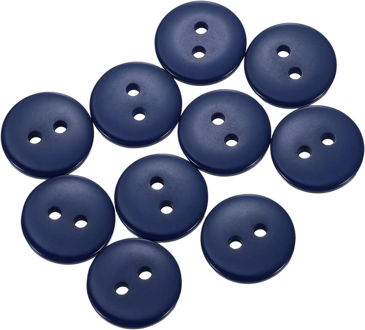 Naai Knopen Set - 15mm Hars Knopen - 10 Stuks - 2 Gaten Ronde Design - Voor DIY Kleding en Breiwerk - Marineblauw