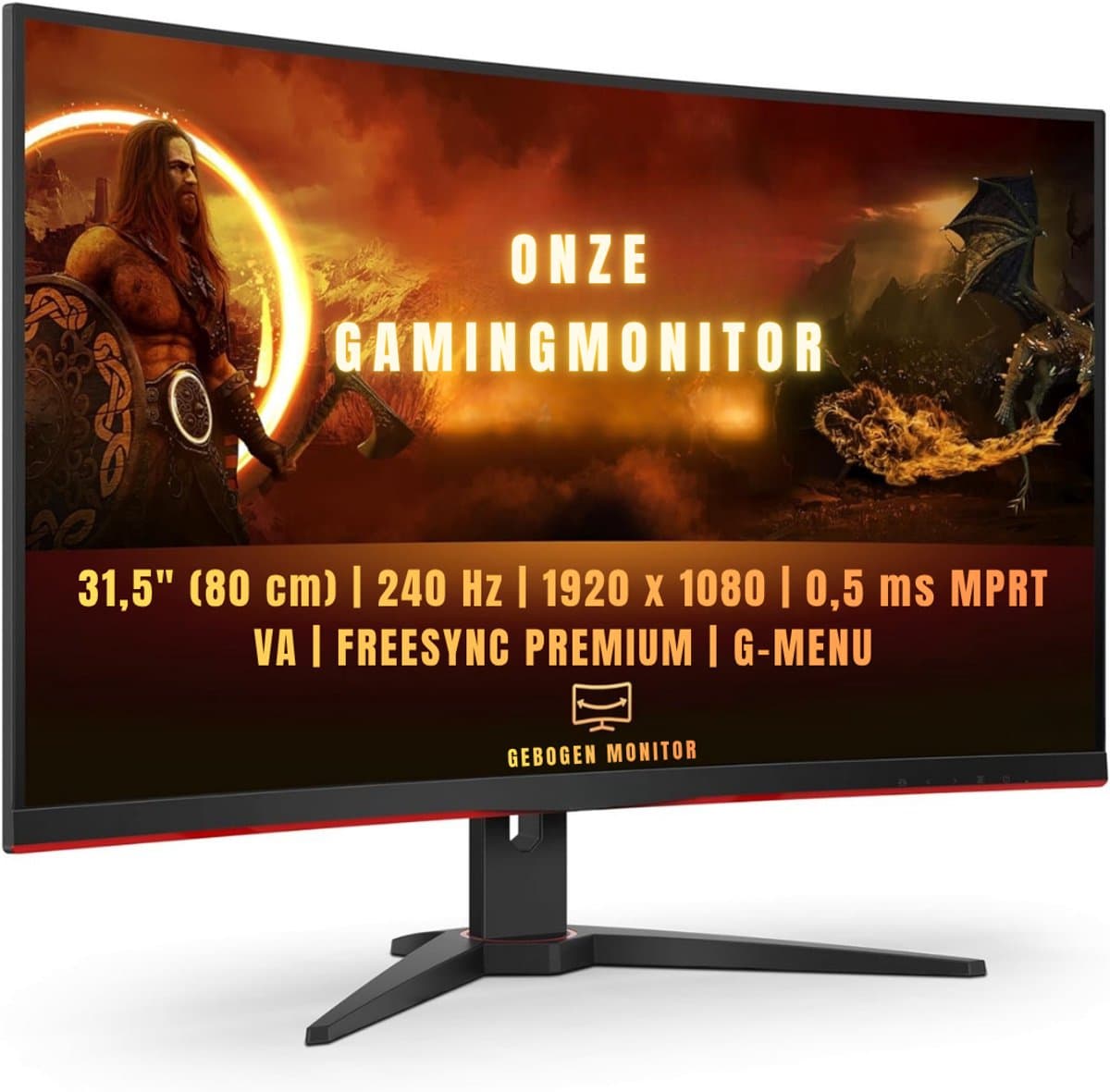 Quvo® Gaming Monitor 240hz - Gaming Monitor -Zwart -21cm x 29cm x 10cm ; 9.1kg