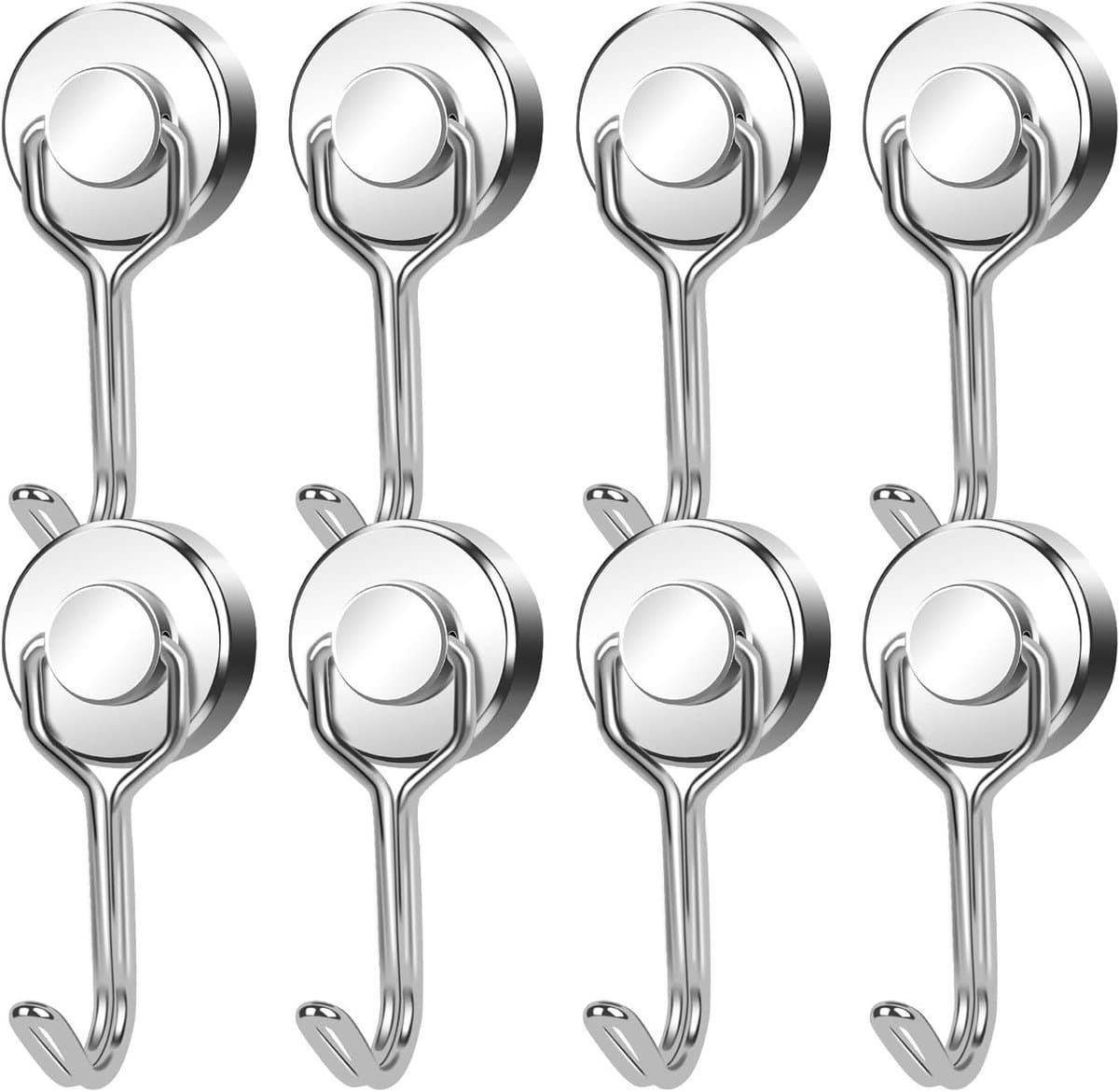 Extra sterke magnetische haken 20mm - Draaibare neodymium haken voor keuken, koelkast en camping - Set van 8 stuks