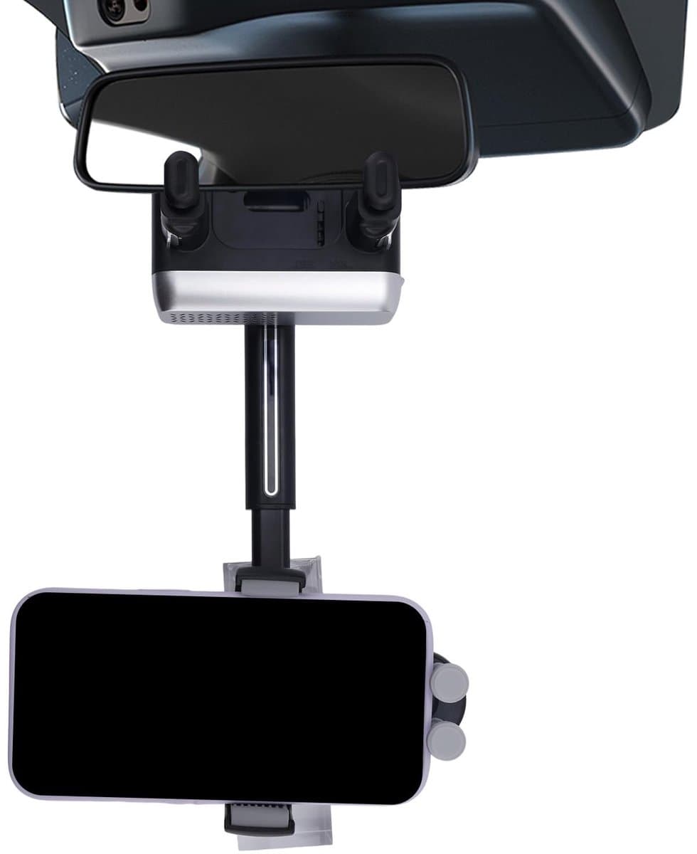 Dailygoods- Telefoonhouder 360° Draaibaar - Auto Telefoonhouder - Achteruitkijkspiegel - Verstelbaar - Zwart - ABS-Plastic met Siliconen - Autotelefoonhouder