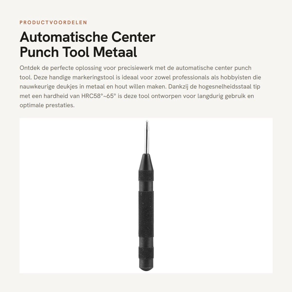 Dailygoods- Automatische Center Punch - HSS Tip - Zwart Plastic Body - 130 mm Lengte - Veerbelast - Deuk Markering Tool - Markeerpen