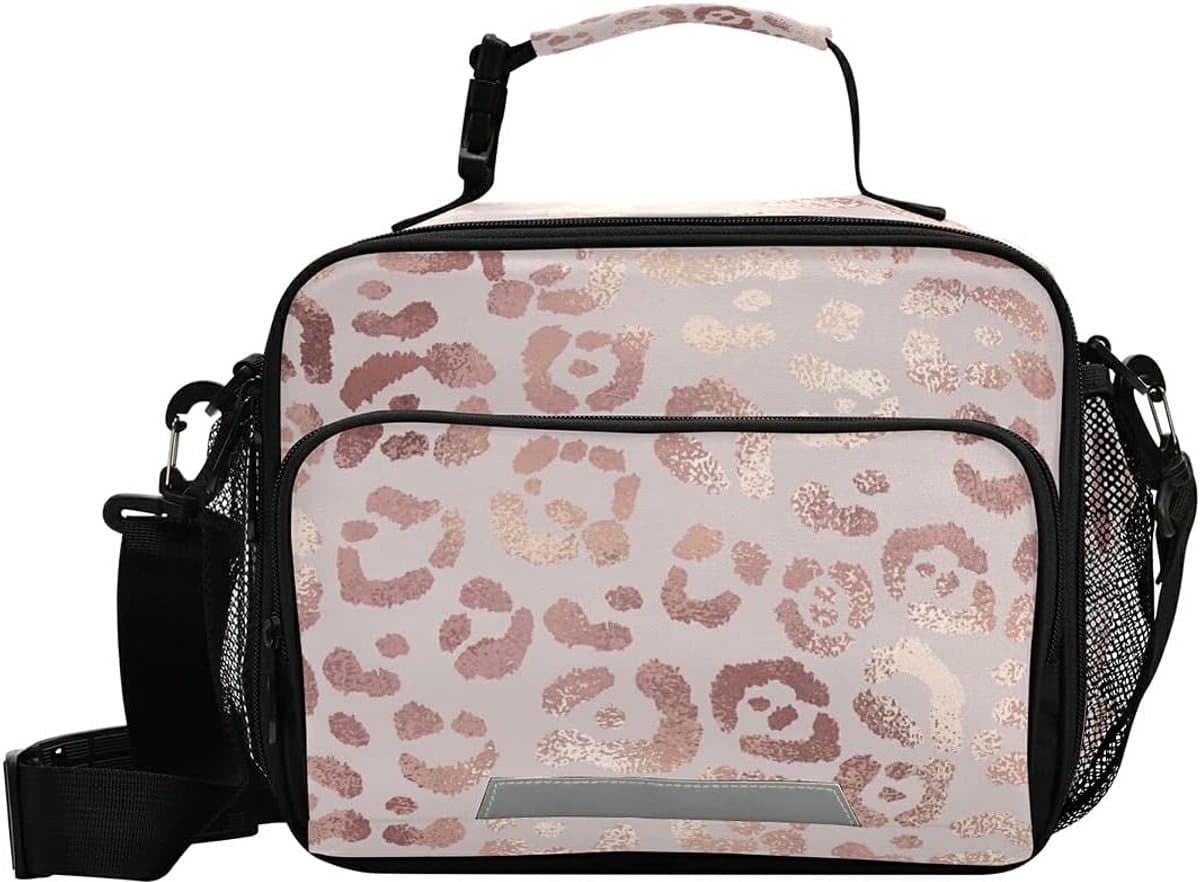 Geïsoleerde Lunchtas - Lunchbox Container - Eten Meenemen - Duurzaam Keperstof - 28 x 11 x 23 cm - Luipaardprint