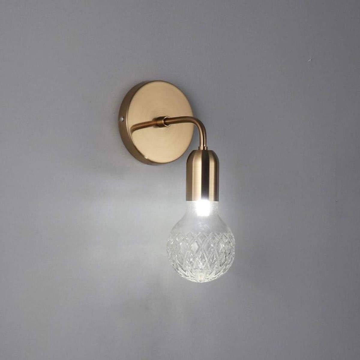 Glazen Wandlamp - Moderne Verlichting - Sfeerverlichting Creëren - Ananas Patroon Kap - 30 cm Hoog - Goud