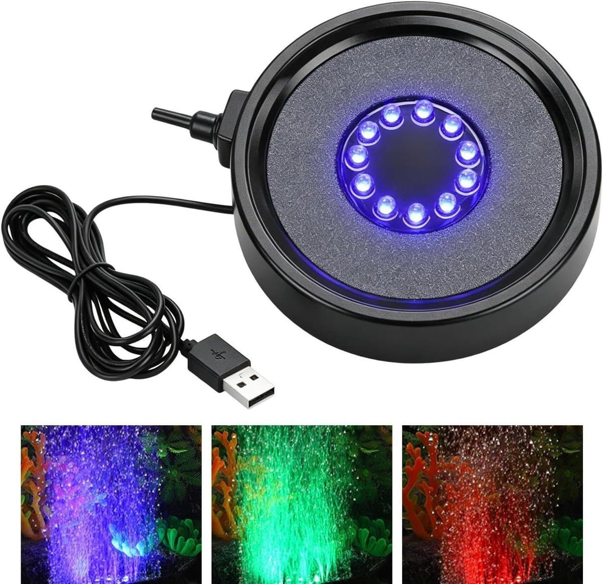 Aquarium Licht - Bubbel Lamp - Sfeer Creëren - Zeven Kleuren - 13cm Rond - Meerkleurig