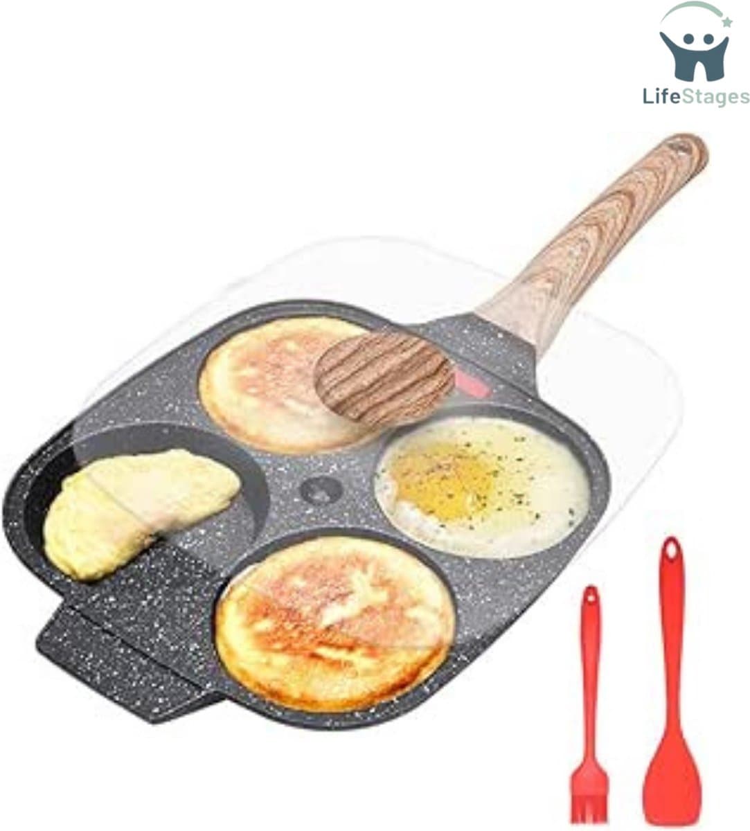 LifeStages - Poffertjespan - Pannenkoekenpan Met Deksel - Alle Soorten Keukens En Inductiekookplaten - Zwart