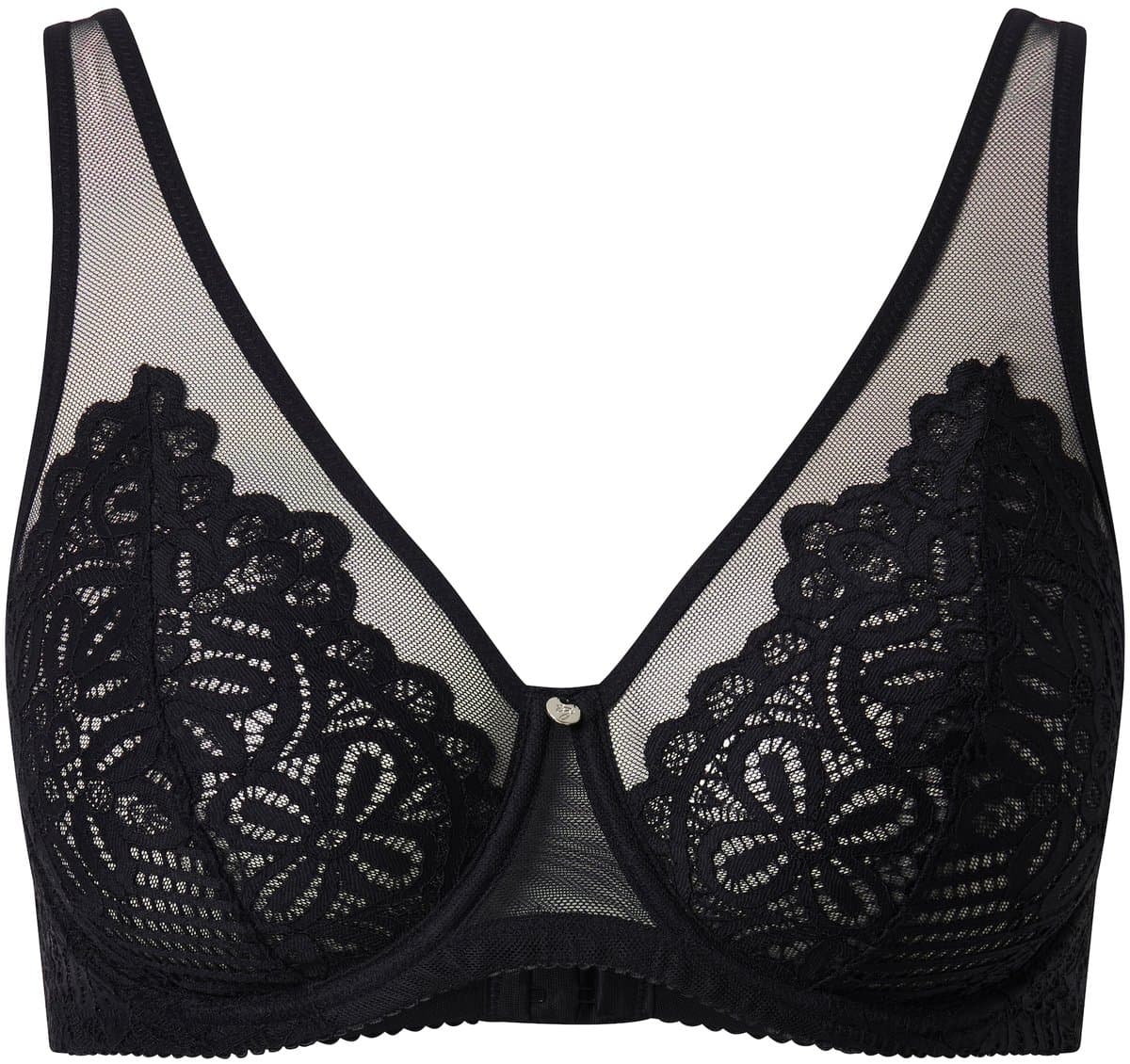 TruYou - Dames - Beugel BH kant mesh bandjes - Zwart - Maat 105D