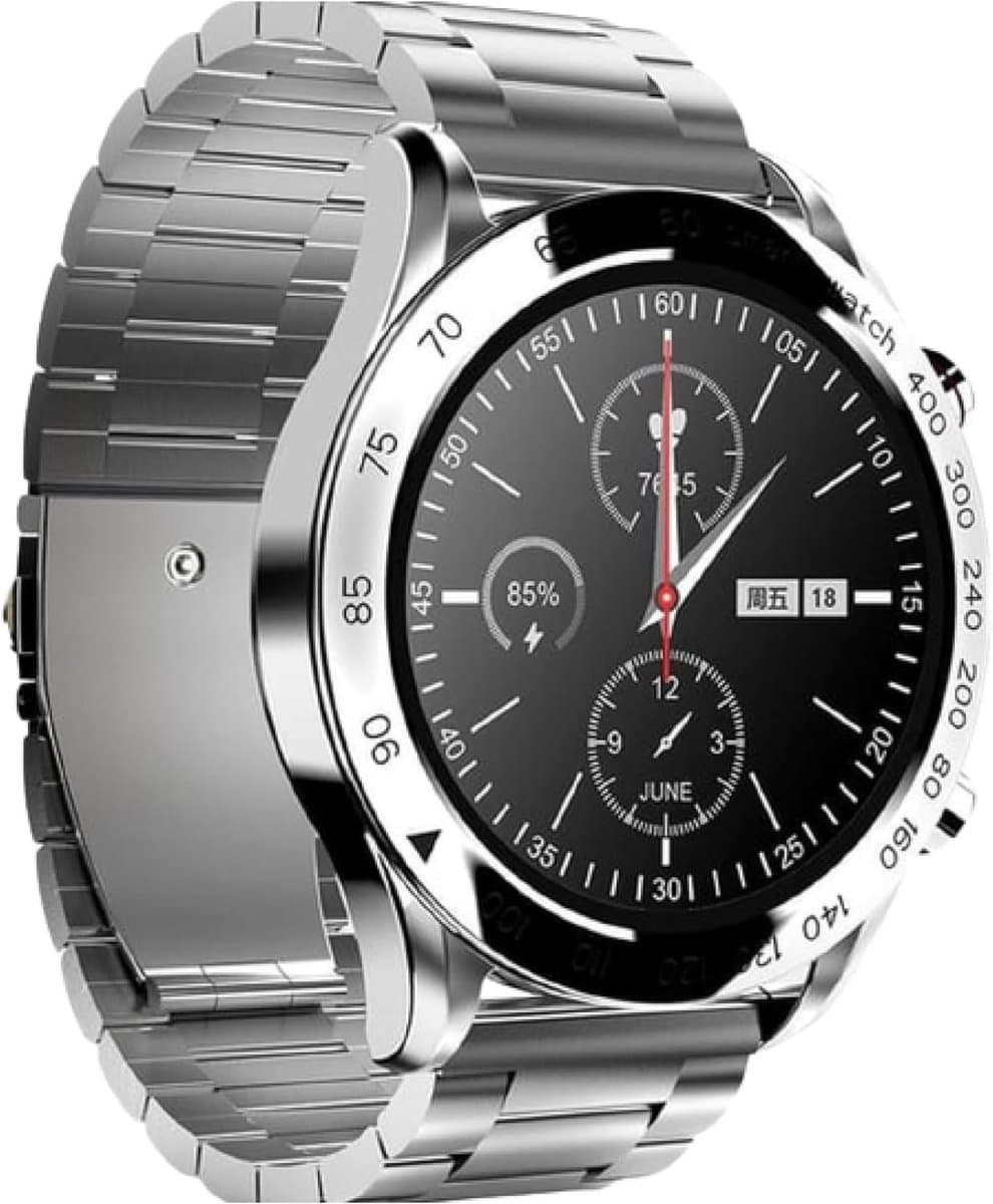 Smartwatch met Hartslagmeter, Bloedzuurstof en Slaaptracking, Roestvrij Staal