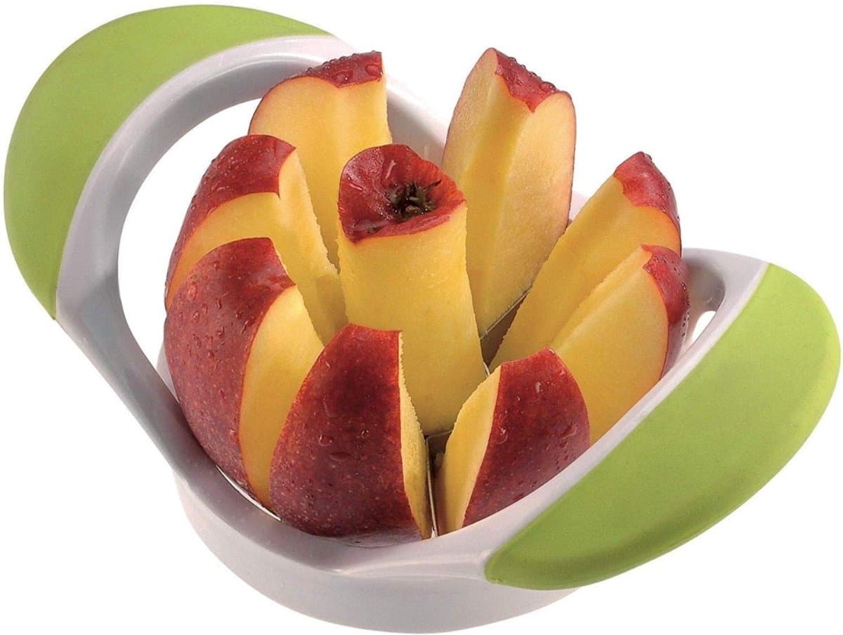 Quvo® Appelsnijder - Appel Snijder - Wit/Groen/Zilver - 18cm x 11cm x 7cm
