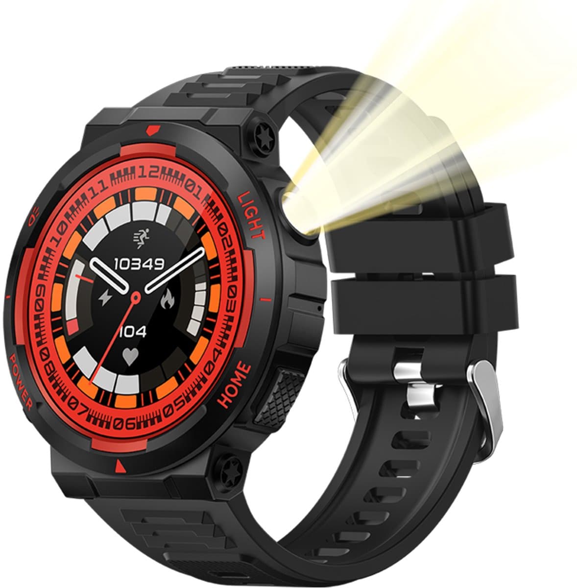 Pro-Care Excellent Quality® Smartwatch 1.53 inch Smartwatch Dames Heren - Android en iOS - IP68 - LED Zaklamp - Bluetooth Bellen - Hartslag & Slaap Monitor - Bloeddruk & Bloedzuurstofmeting - Multiple 100+ Sport Modi - Smartwatches - Zwart Rood