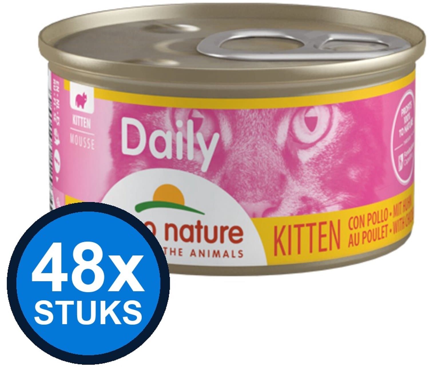 15x Almo Nature Daily kitten blik mousse kip 85gr