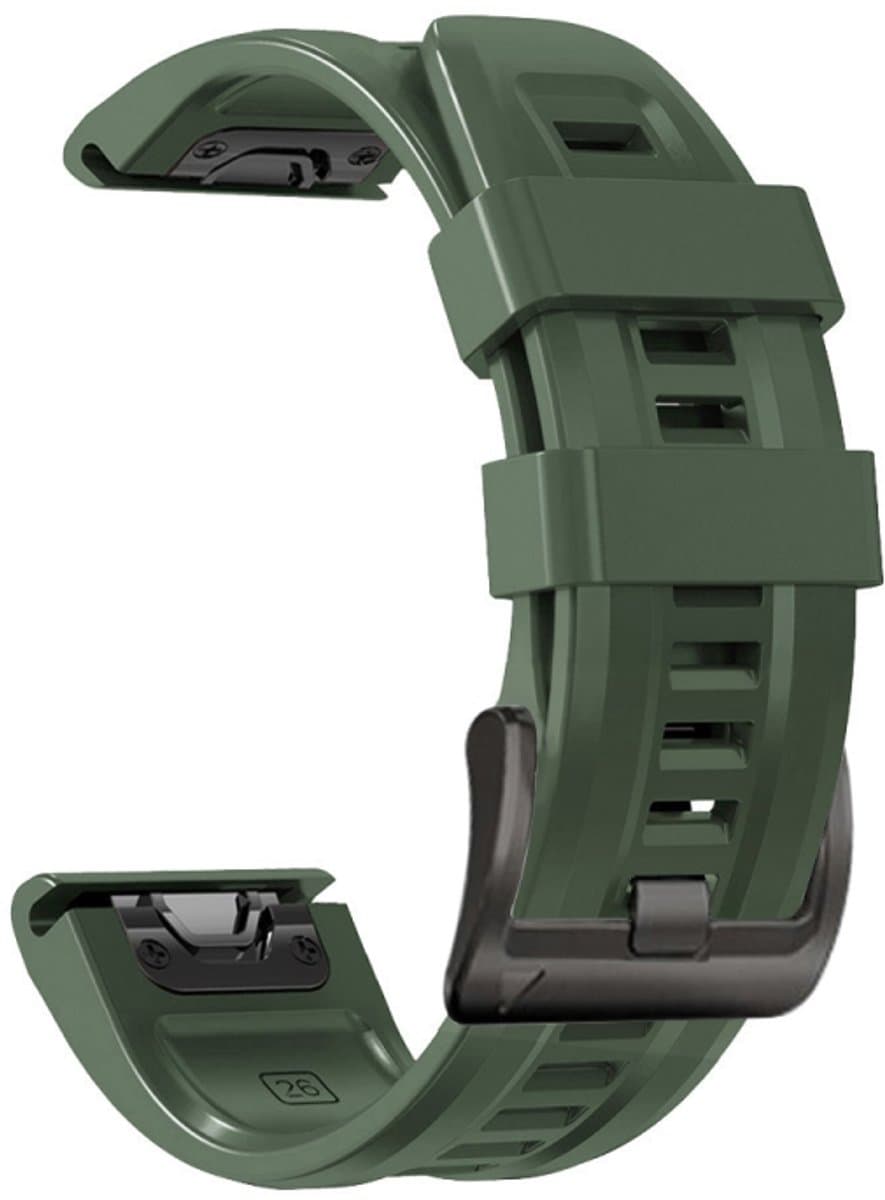 Voor Garmin Fenix 7x / 6x / 5x 26mm Zwart Gesp Siliconen Watchband (Leger Groen)