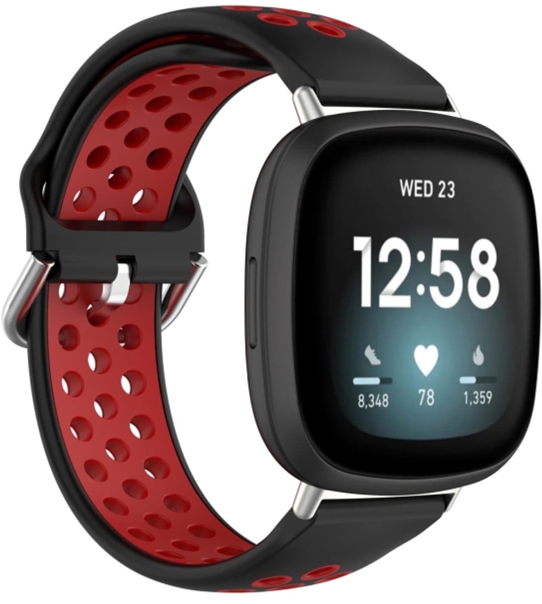 Voor Fitbit Versa 4 / Sense 2 Dual Color siliconen horlogeband (zwart rood)