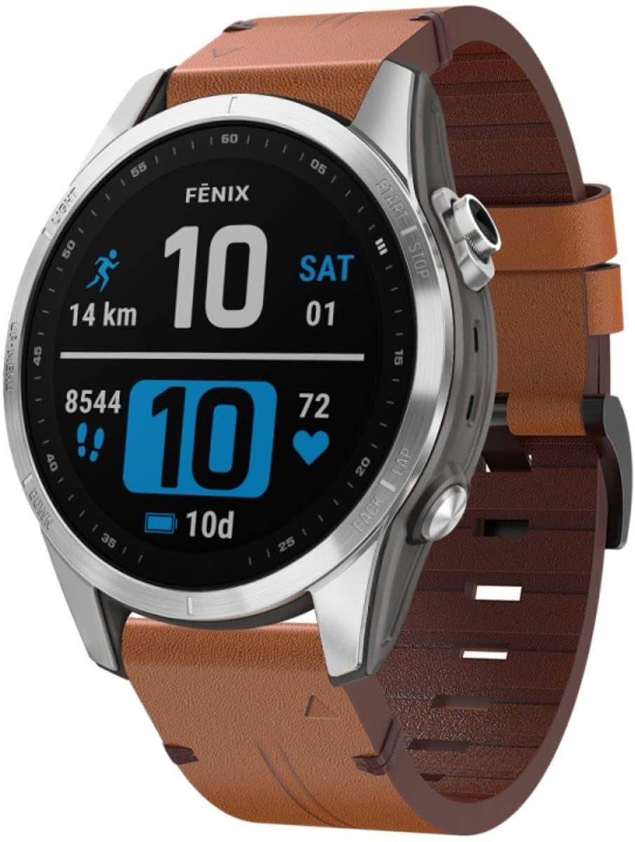 Voor Garmin Fenix 7S 20mm lederen stalen gesp horlogeband (bruin)