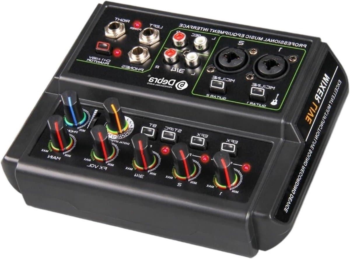 DJ Controller - Audio Interface Mixer - Live Uitzendingen Opnemen - 4-Kanaals Mixer - 500 Grams - Zwart