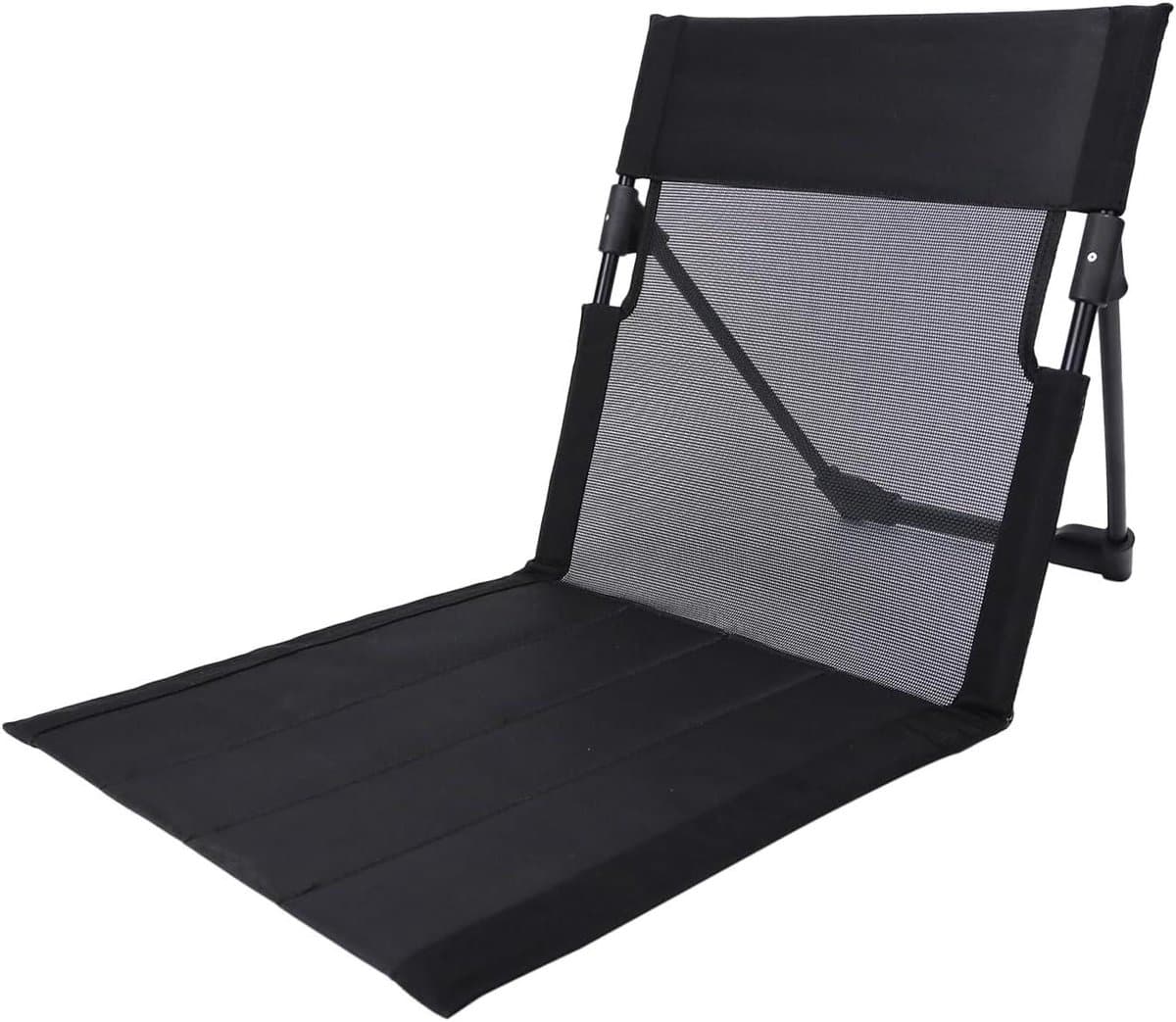 Strandstoel Opvouwbaar - Draagbare Lounger - Ontspannen Buiten - Comfortabele Mesh Rugleuning - 10 x 12 x 10 cm - Zwart