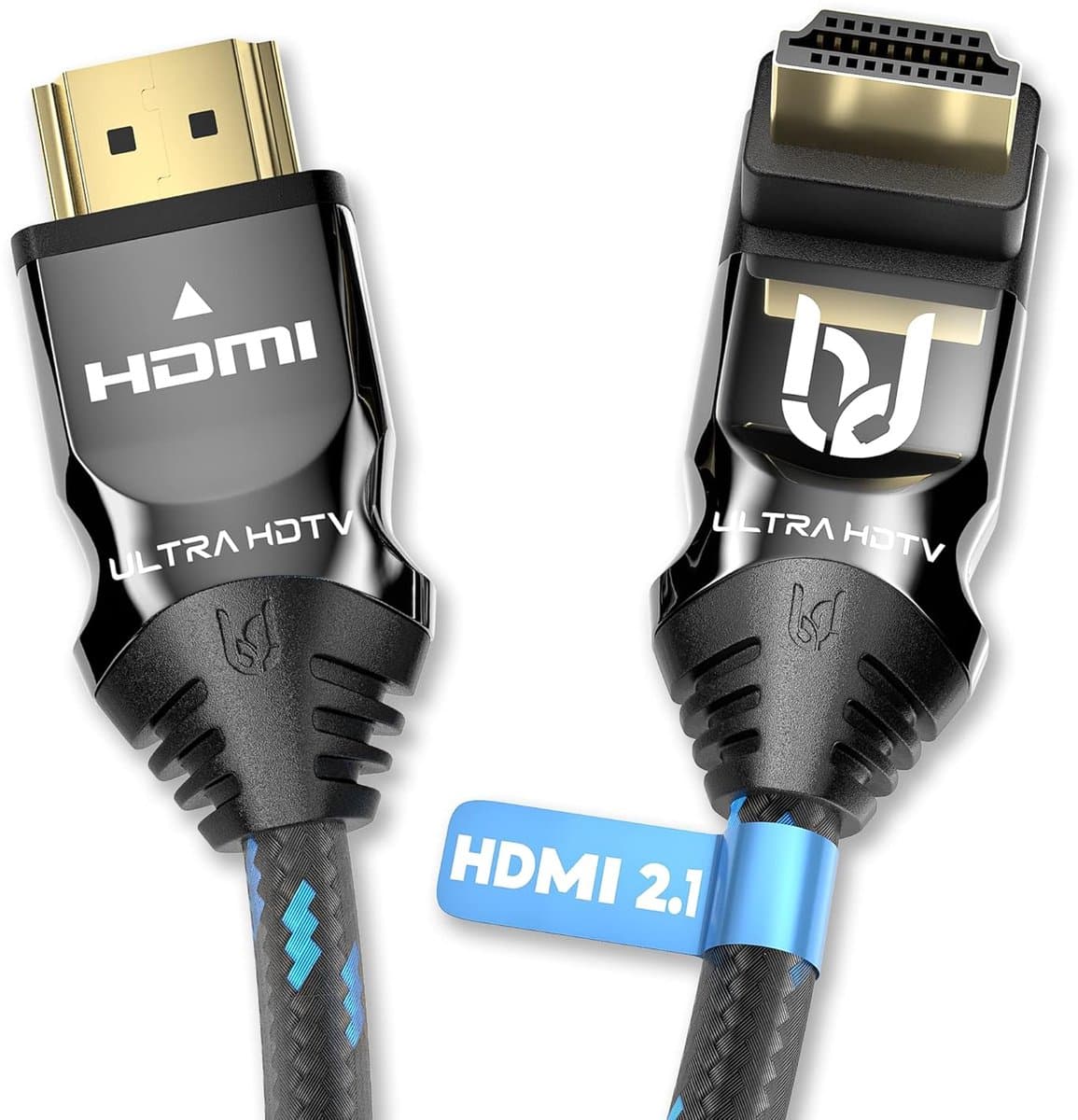 Thijox - Ultra HDTV 270° 8K HDMI 2.1-kabel - 1,5m, 48 Gbps, 8K @60Hz, 4K @120Hz, hoekstekker, knikbescherming, nylon mantel voor optimale beeldkwalite