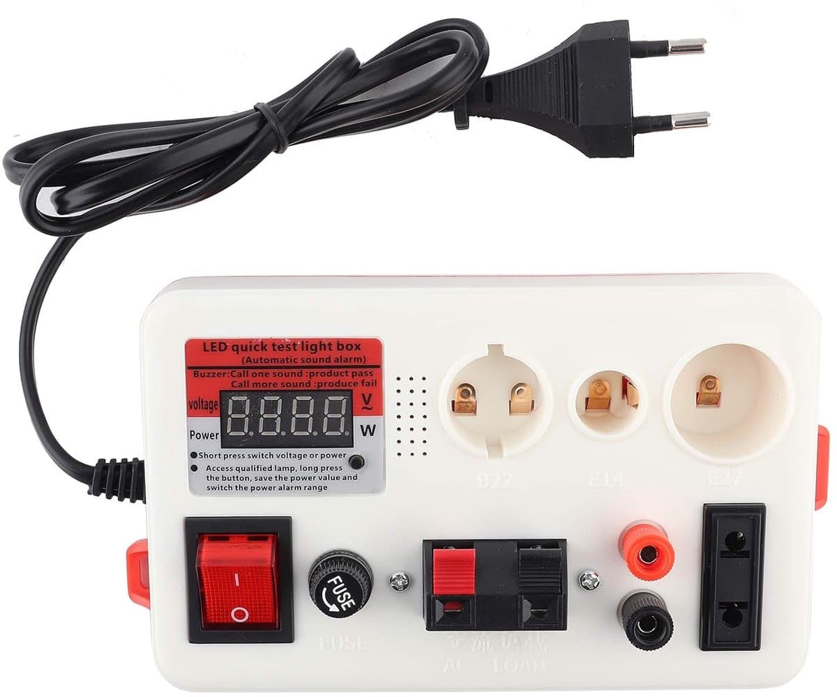 LED Snellichttester - Testbox Lampen - Efficiënt Testen - Automatische Alarmfunctie - 22 x 14 x 7 cm - Zwart