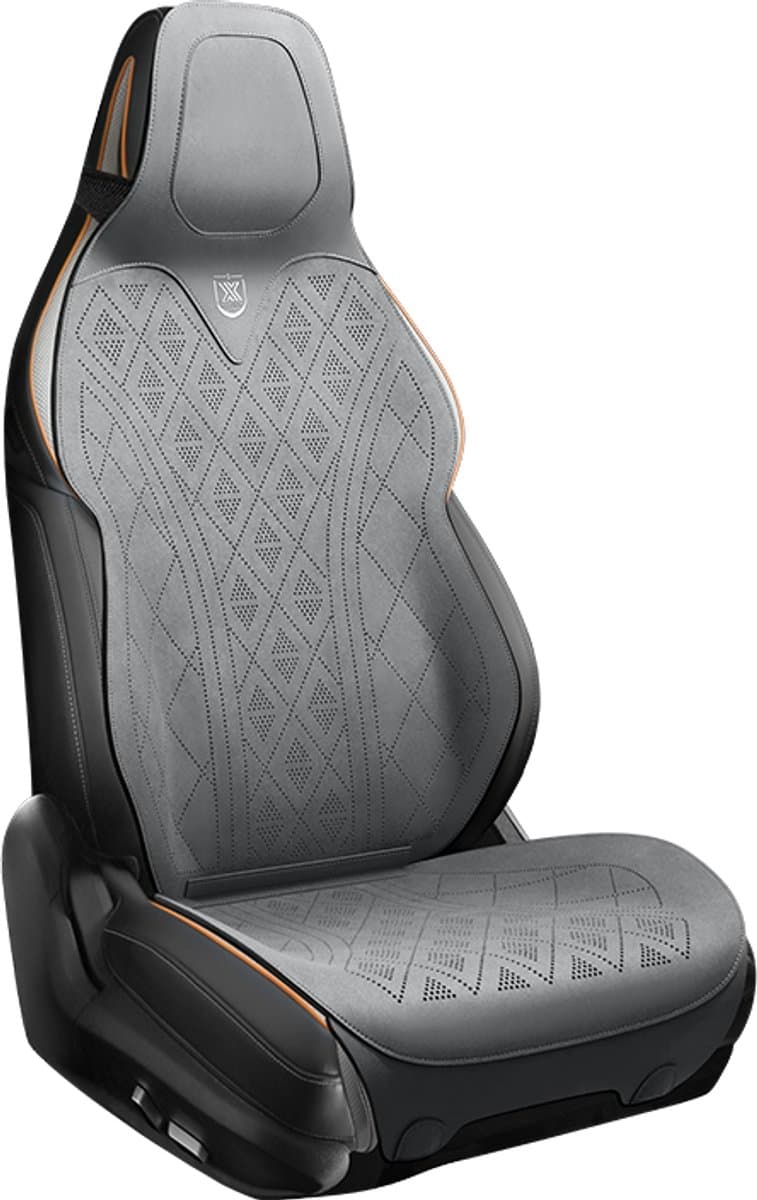 AIM Autostoelbeschermer – Luxe PU Imitatieleer Zit- en Rugkussen - Set van 2 – Honda Jazz 2 GE – Airbag Compatibel - M13 - Grijs