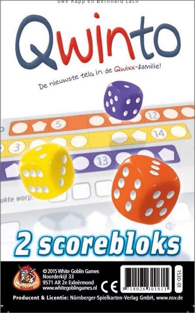 White Goblin Games - Qwinto Bloks (extra scorebloks) - Dobbelspel - 2 tot 6 spelers - Navulblok voor Qwinto - Eenvoudig en spannend - Urenlang speelplezier