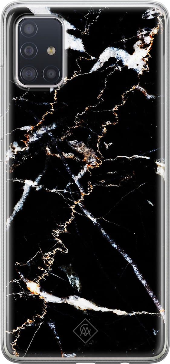 Casimoda® hoesje - Geschikt voor Samsung A51 - Marmer Zwart - Backcover - Siliconen/TPU - Zwart