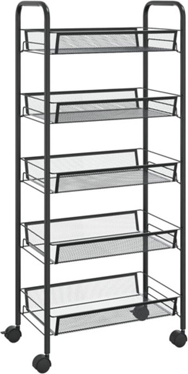 vidaXL Keukenwagen - Ijzer, Zwart, 46 x 26 x 105 cm
