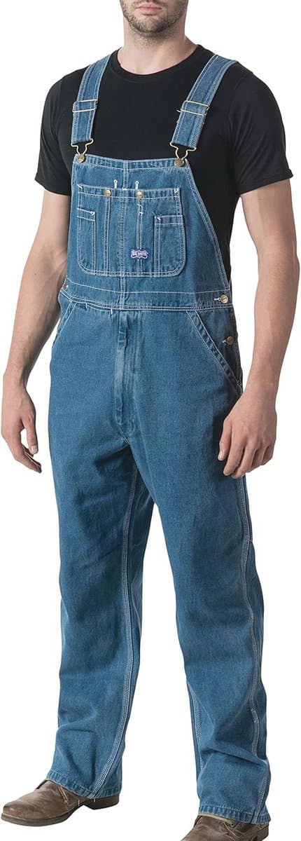 Stonewashed Denim Bib Overalls voor Mannen - Klasieke en Duurzame Werkoveralls