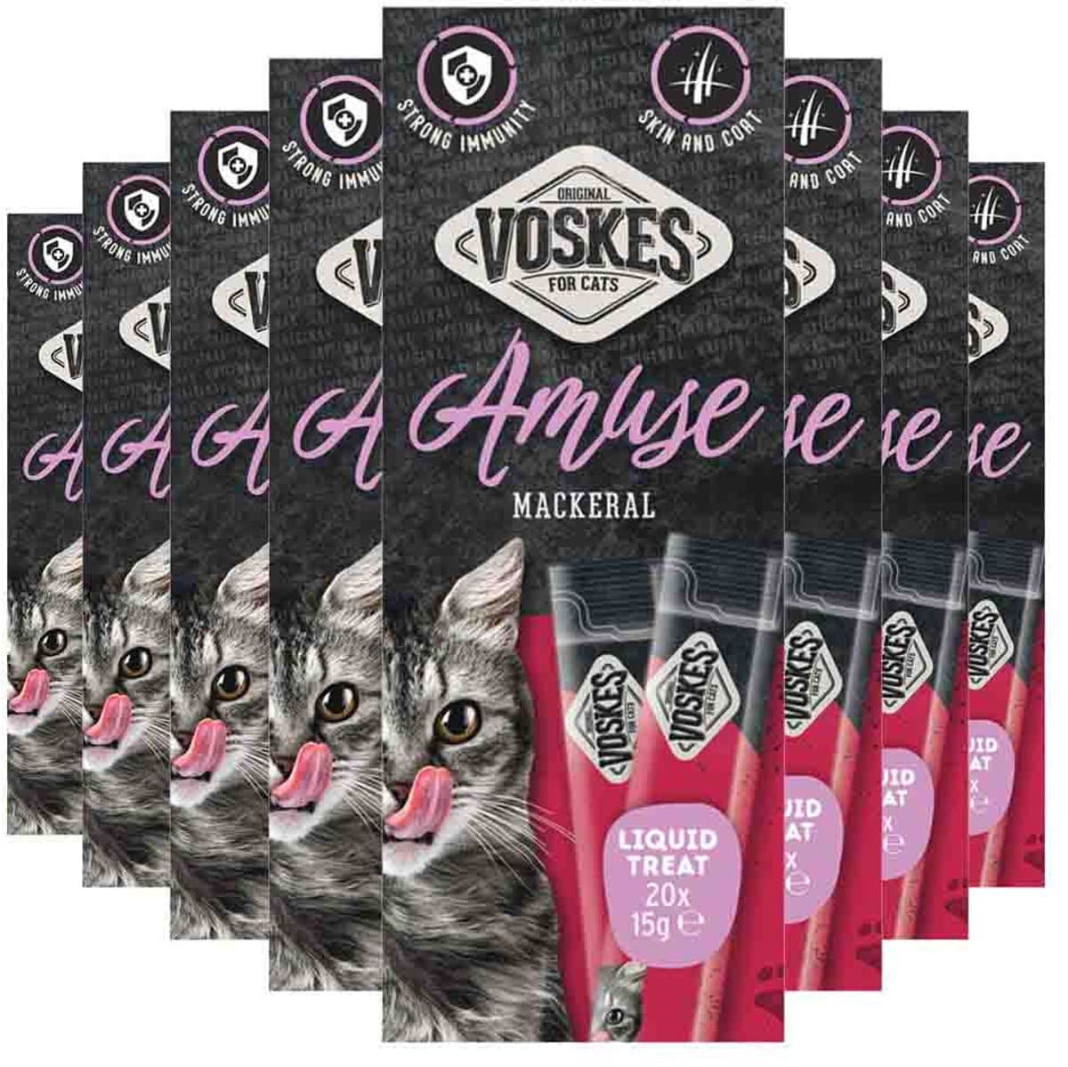 Voskes Kattensnack Liquid Treat Makreel - 8 x 20x15 gr - Voordeelverpakking
