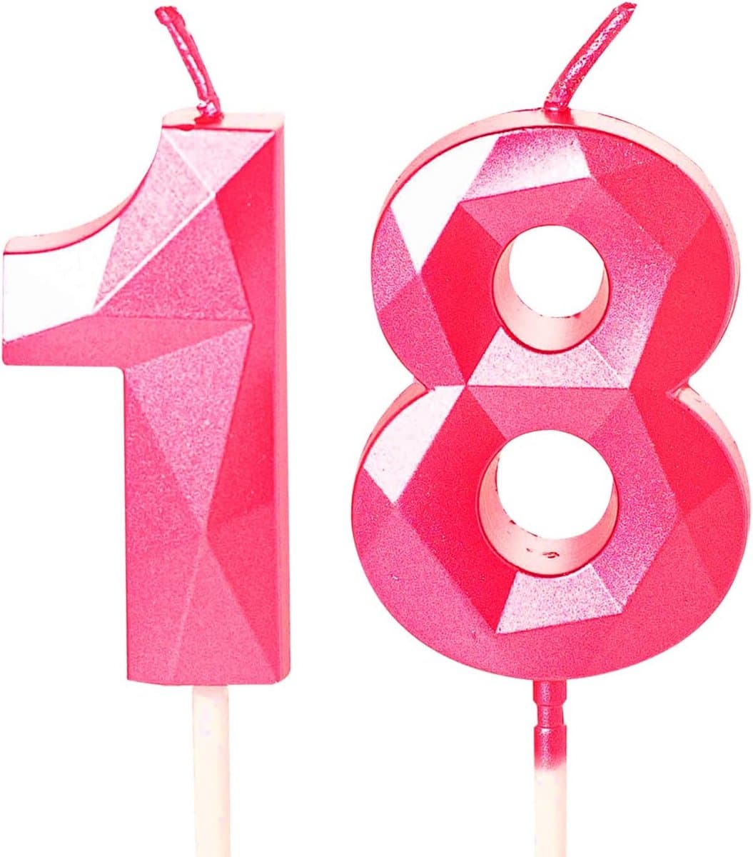 Grote Verjaardag Kaars Cijfer XL Roze Rood - Taartdecoratie Feest