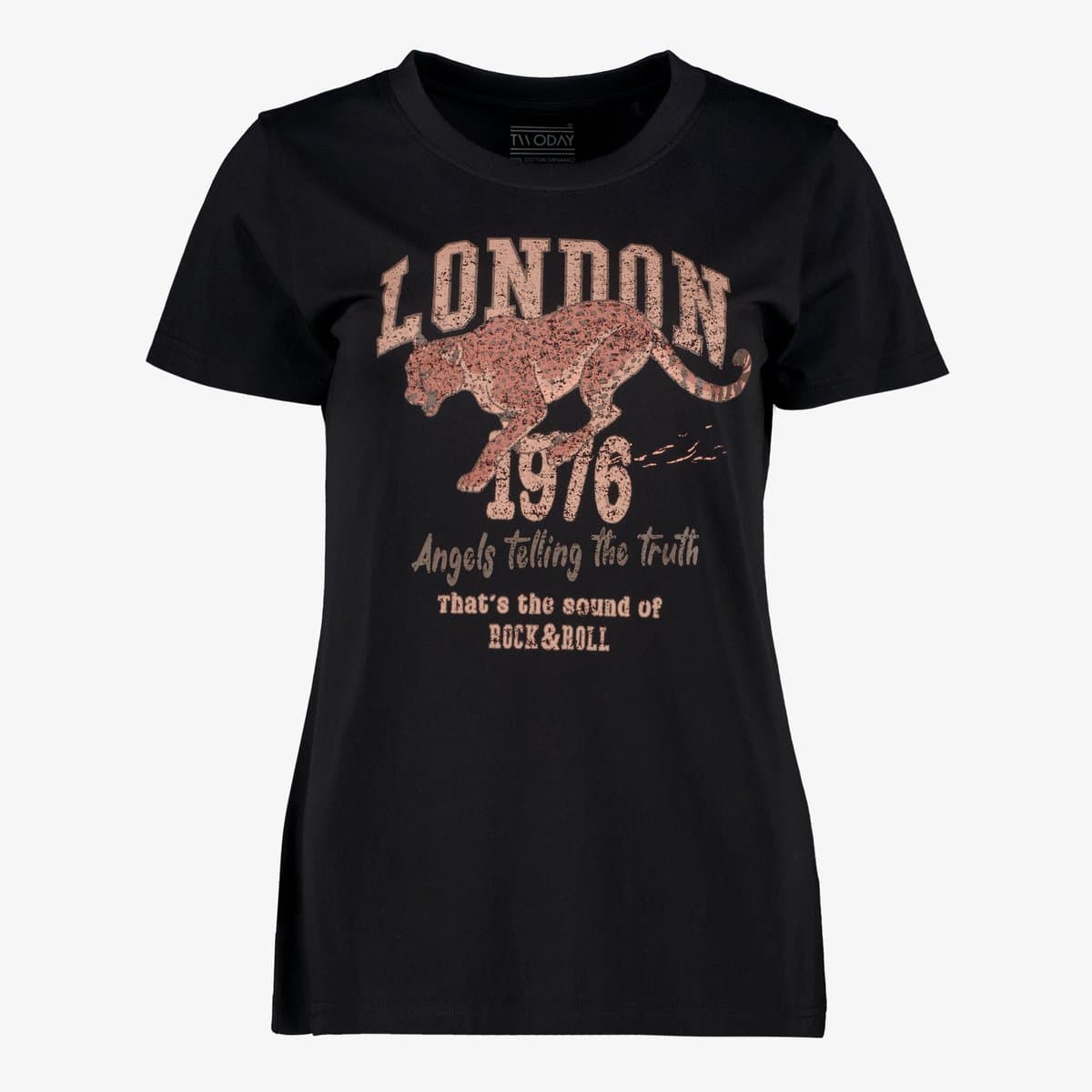 TwoDay dames T-shirt met opdruk zwart - Maat XL
