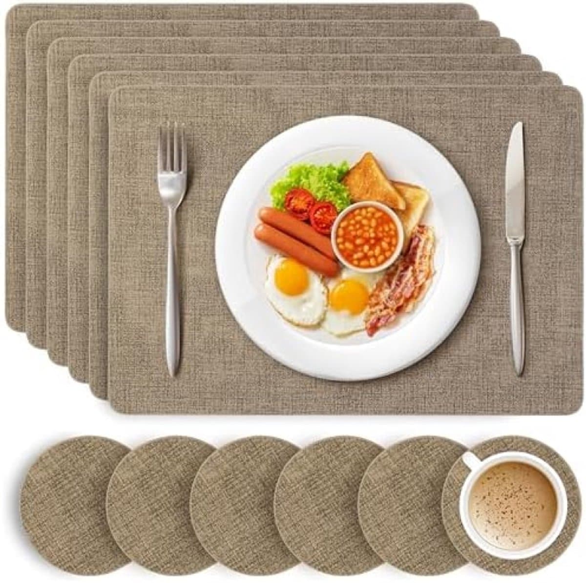 Selbro ® Gouden Placemats en Onderzetters Set - Hittebestendig Gemakkelijk Schoon te Maken