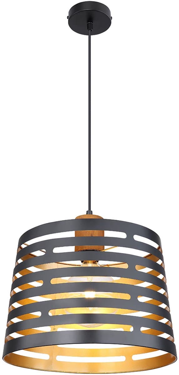 Globo - hanglamp - Ablona - zwart - metaal - Ø 35cm - E27 - 15451H1
