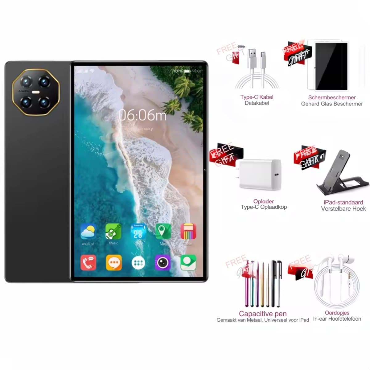 Pad 8 Pro Snapdragon 8gen2 Android Tablet 11Inch Hd 12GB 512GB 12000 Mah 5G Dual Sim Wifi Tafels Pc - Black
