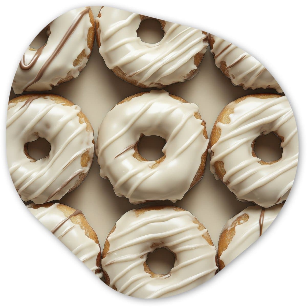 Organische wanddecoratie 90x90 cm - Organisch schilderij Donuts - Chocolade - Wit - Beige - Muurdecoratie woonkamer - Kamer decoratie - Schilderijen - Muurcirkel aesthetic