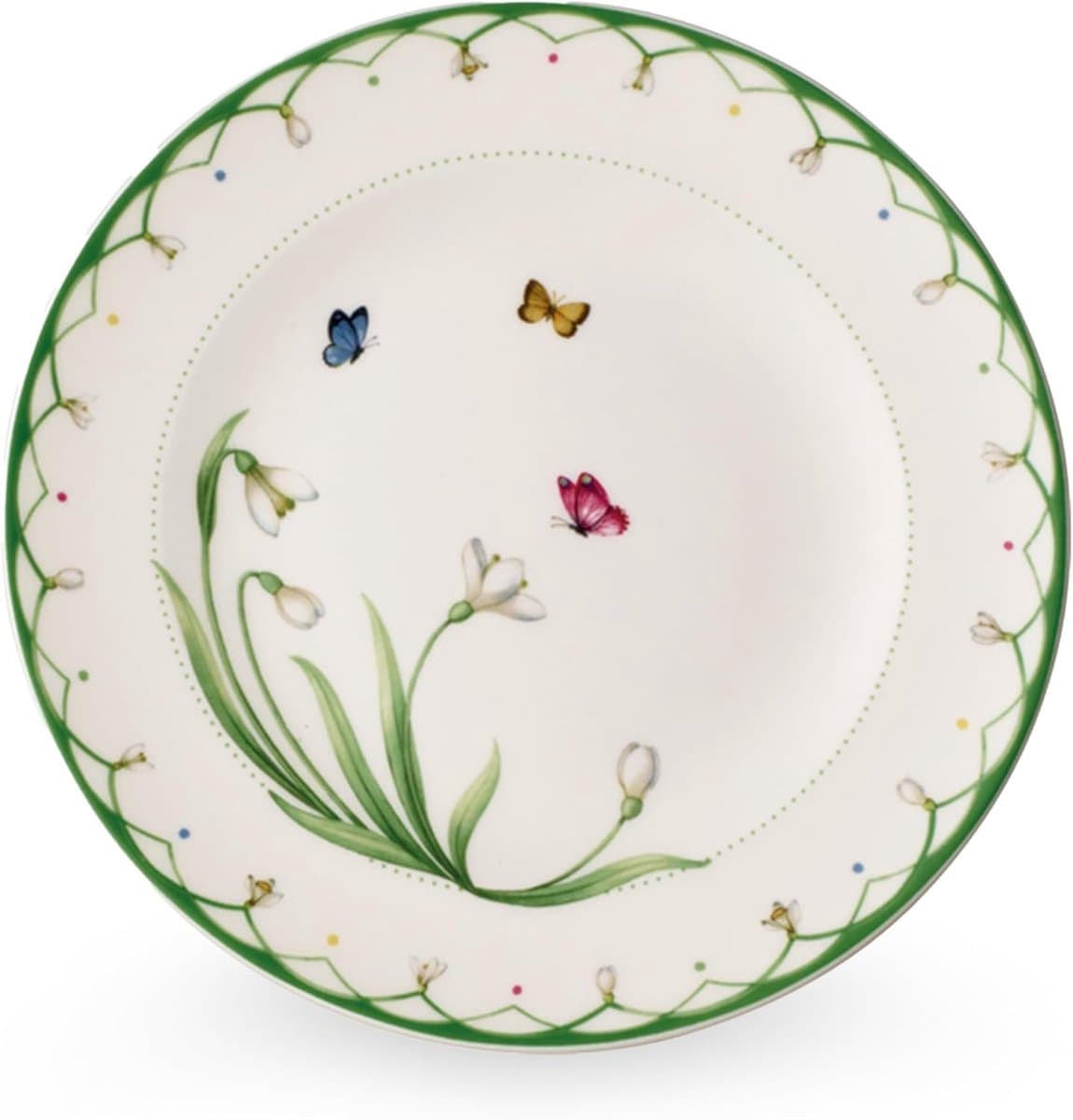 JeiibrZui Kleurrijk Spring Ontbijtbord - 22 Cm - 1 Stuks - Premium Porselein - Vaatwasserbestendig - Ideaal Voor Ontbijt En Dessert