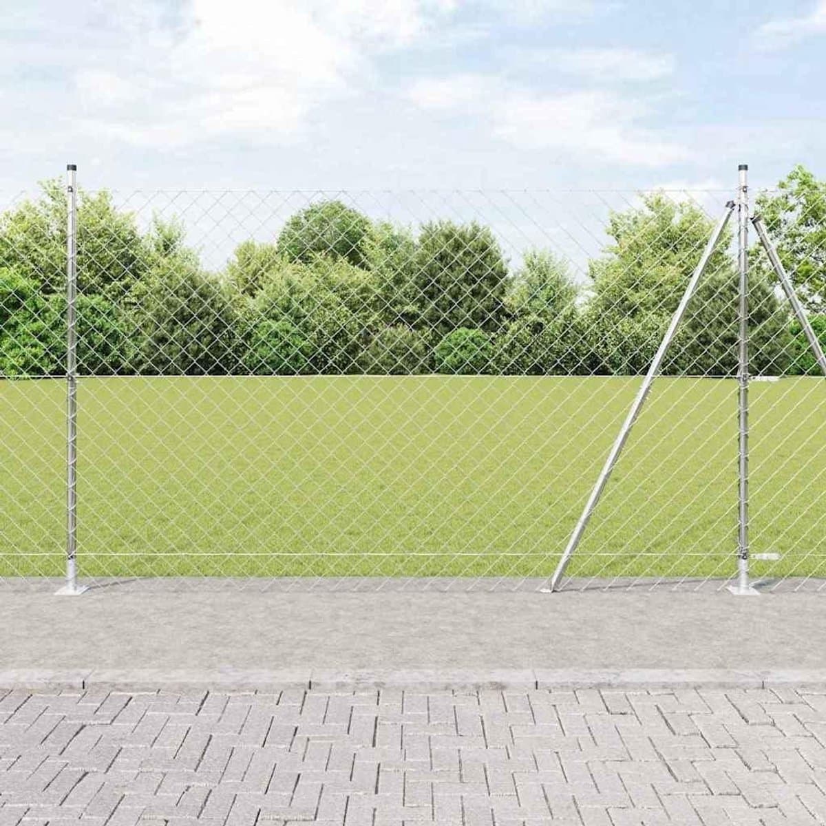 Hekpalen Set - Tuinpalen - Buitenruimte Afbakenen - Weerbestendig Staal - 4 Stuks - Zilver