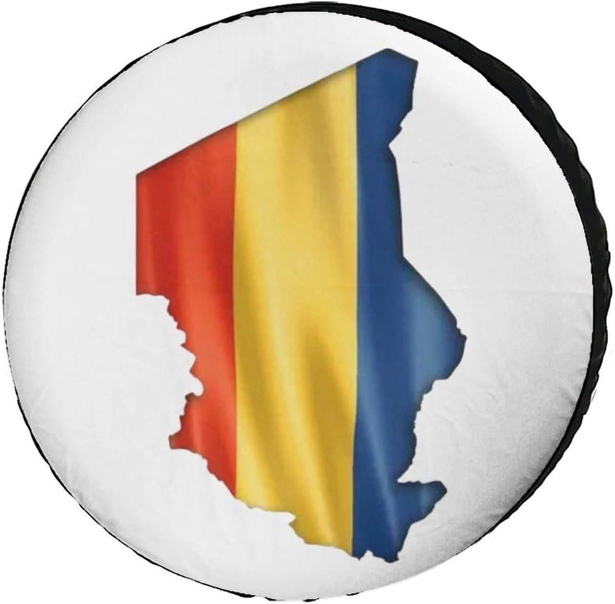 Waterdichte Reservewielhoes Tsjaad Vlag Drukafdekking Reservewiel Beschermende Hoes Geschikt Voor Camper Auto SUV Truck 15 inch