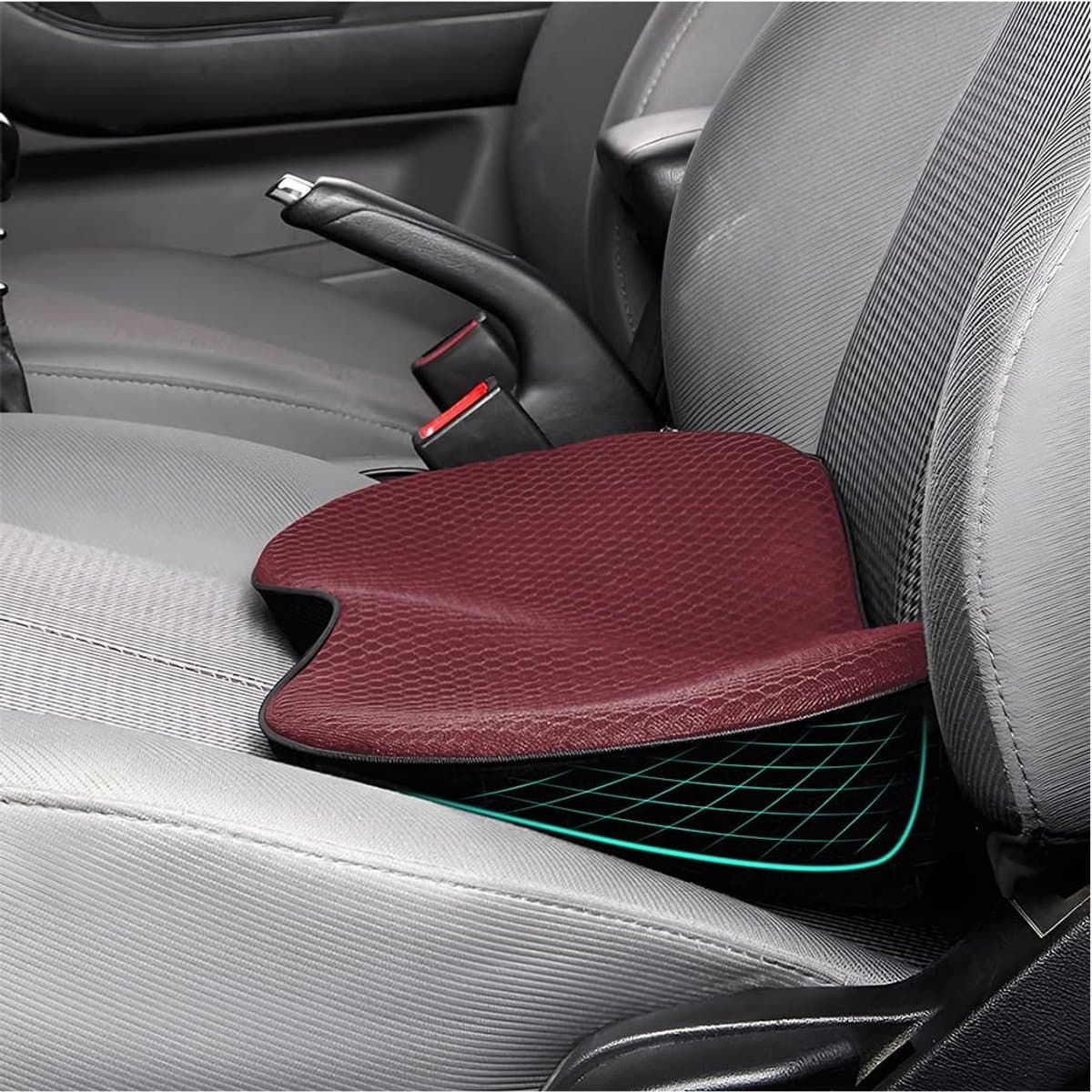 Store_7 - Autostoelkussen - Memory Foam - Comfortabel en ademend - Rood - Anti-slip autostoel beschermer - Geschikt voor mannen en vrouwen - Univer...