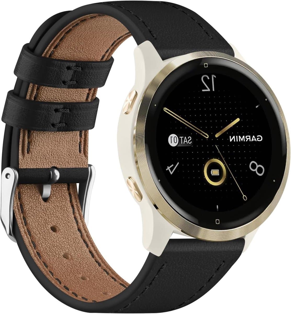 Leren Horlogeband voor Garmin Vivoactive 4S, Venu 3S en Forerunner 255S - 18 mm Luxe Armband voor Dames en Heren