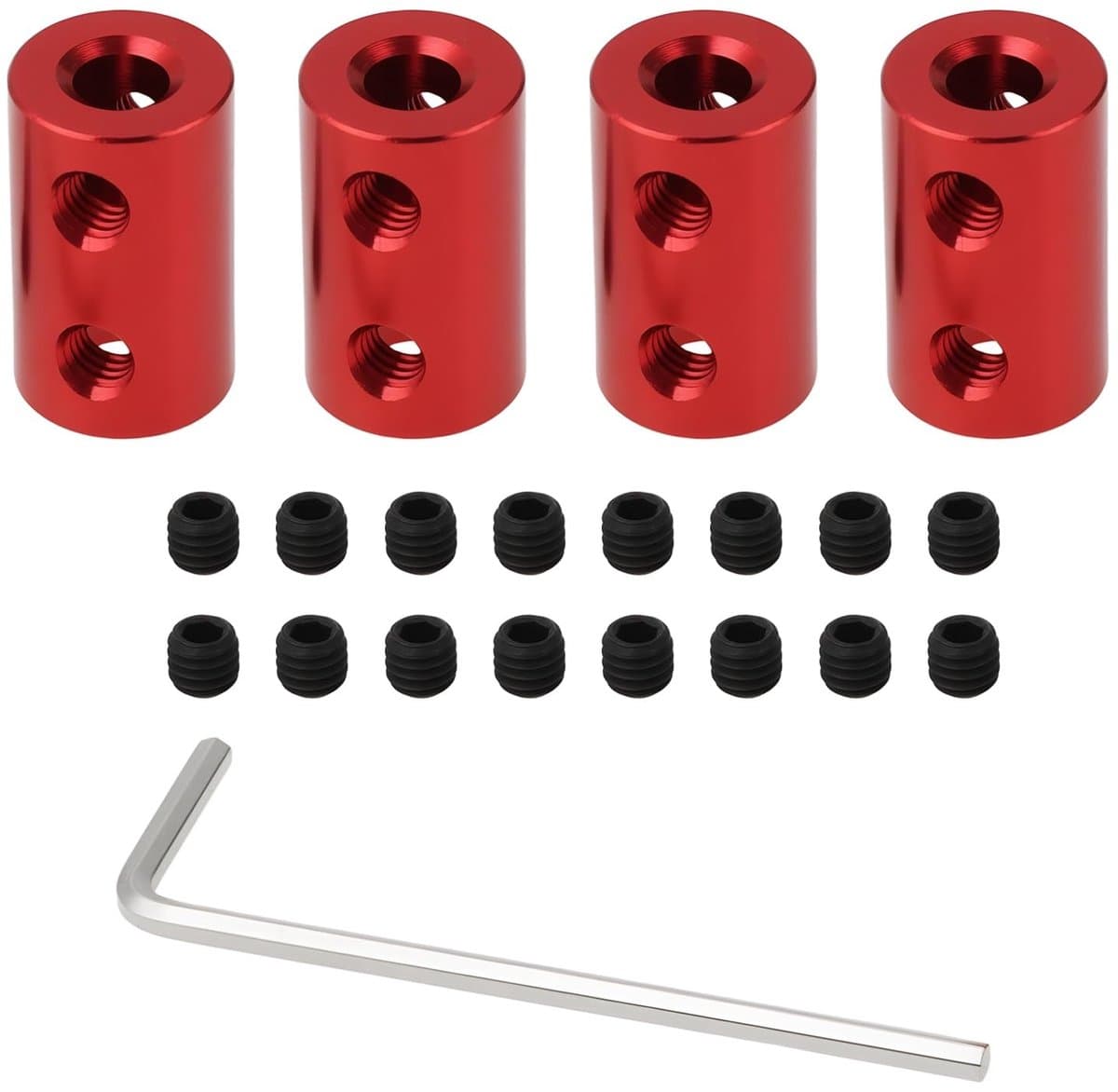 Dailygoods- Koppeling Stijve Asverbinding - 5mm tot 5mm - Aluminiumlegering - 4 Stuks - Slijtvast - Geschikt voor 3D-printers/CNC-machines - Asverbinder