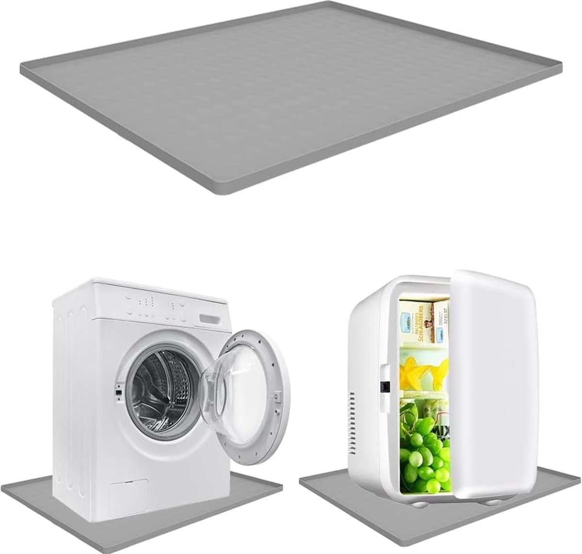Koelkastmat - Apparaatonderlegger - Apparaten Beschermen - Verhoogde Rand - 60 x 60 cm - Grijs