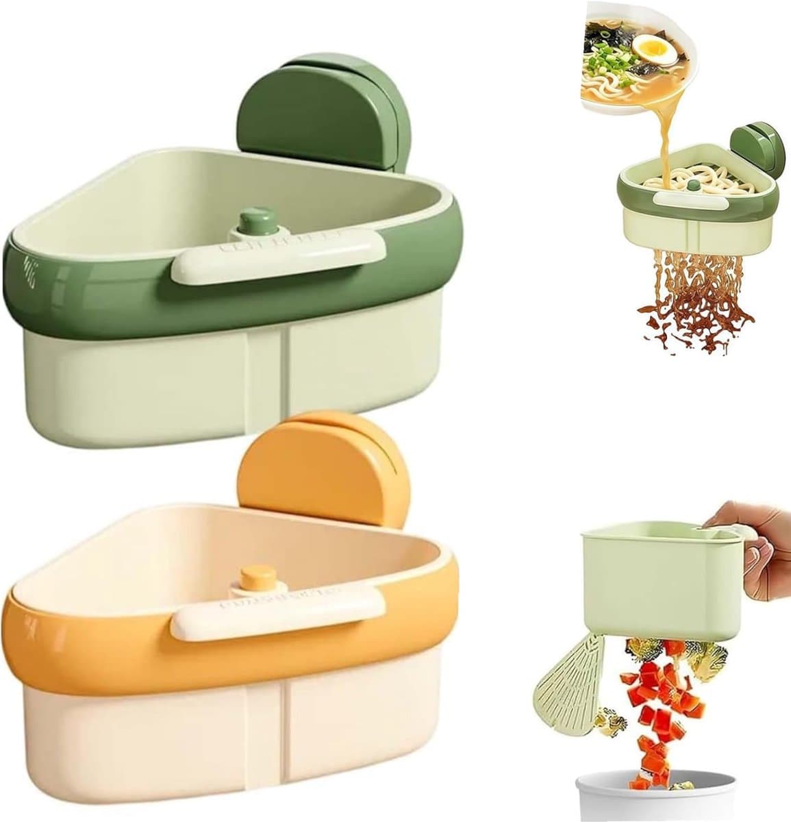 2 Pcs Sink Strainer, Sink Strainer with Suction Cup, Multifunctional Sink Drainer Basket, Removable Sink Strainer, Kitchen Sink, Drain Basket for Laundry Organizer (Green + Yellow)