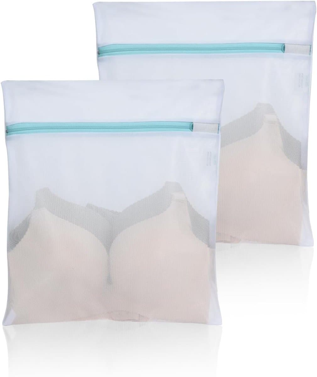 Mesh Waszakken met Ritsen - 2 Stuks 30 x 40 cm Herbruikbare Waszak voor Delicaat Wasgoed, Ondergoed en Sokken